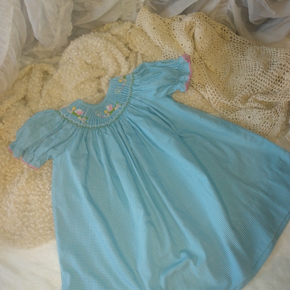 Blue Gingham Kids Casual Dress - Picture 5 of 6